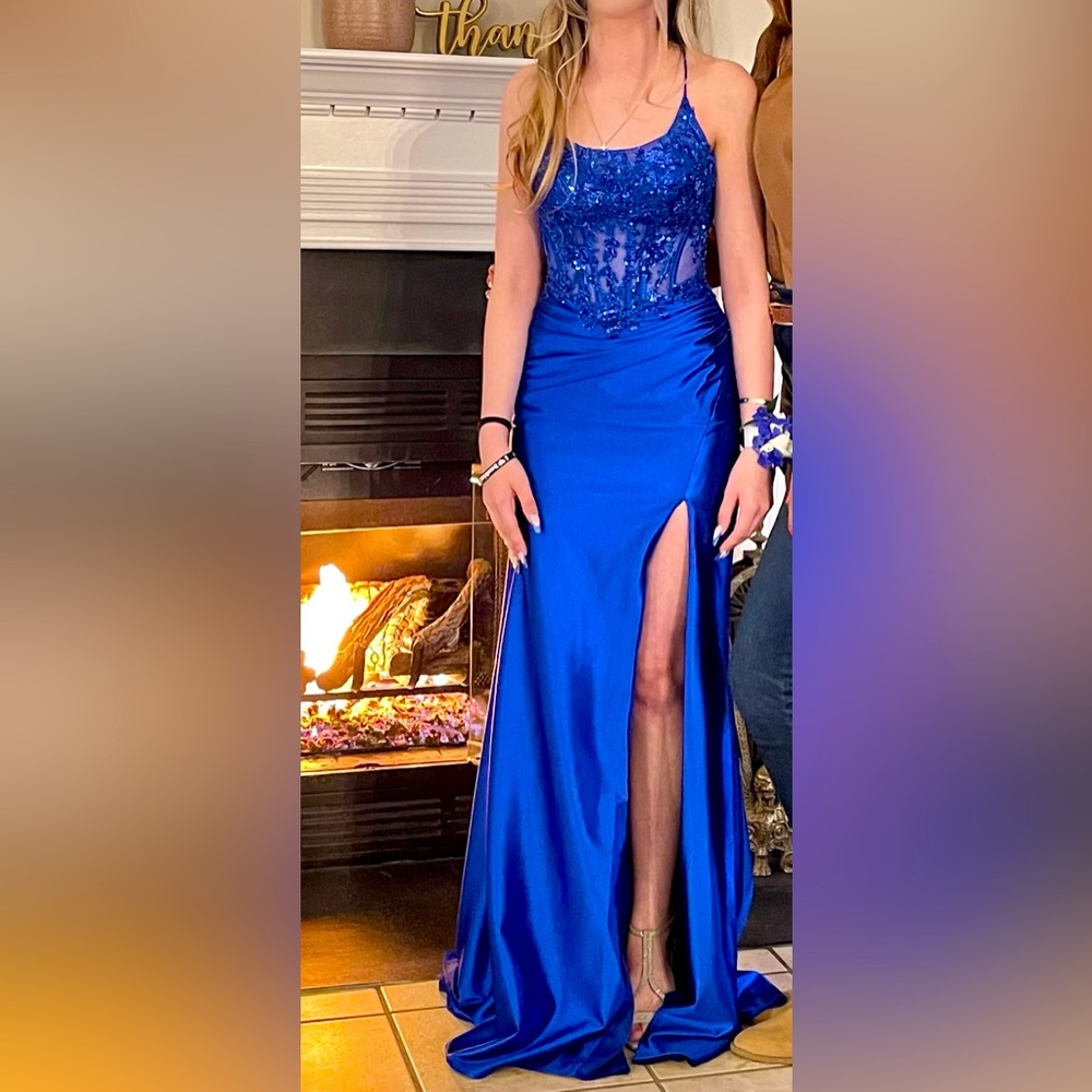Gorgeous Royal Blue Fit-and-Flair Prom Dress